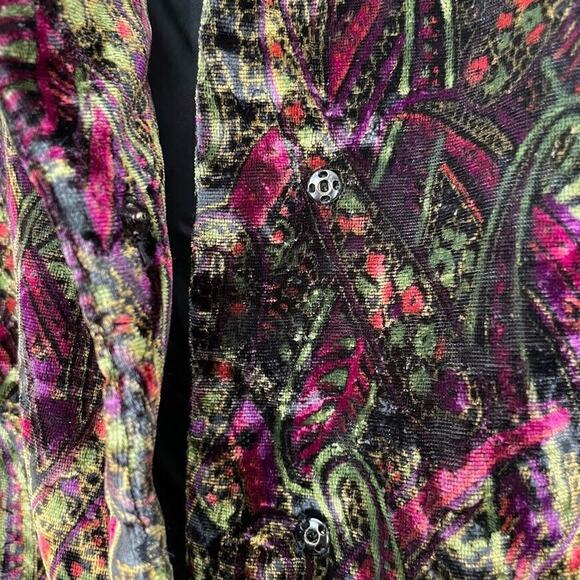 Womens Medium Crushed Velvet Dark Black Paisley Jacket Whimsigoth Regency Vamp - Picture 4 of 11
